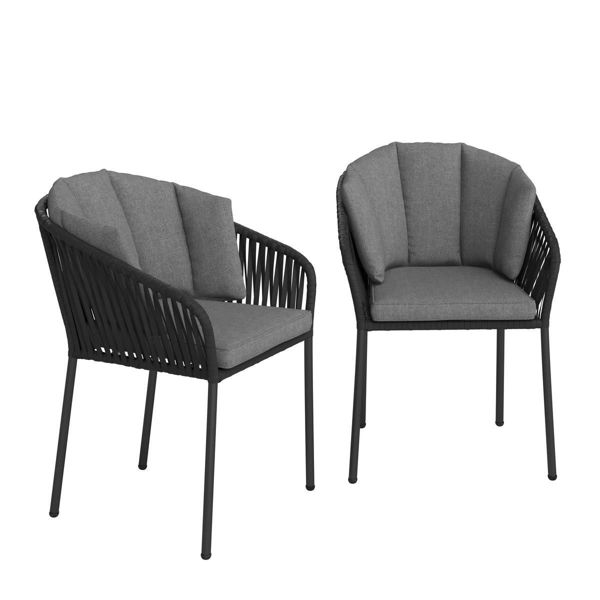 Sada záhradných křesel LEO - tmavě šedá/antracitová, Moderní, kov (59/78/61cm) - Bessagi Garden