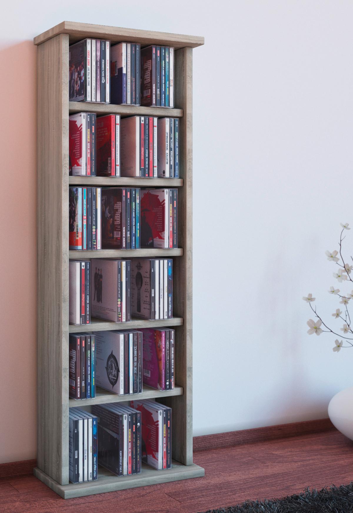 CD Regál Vostan dub sonoma - barvy dubu, Konvenční, kompozitní dřevo (31/92/18cm) - MID.YOU