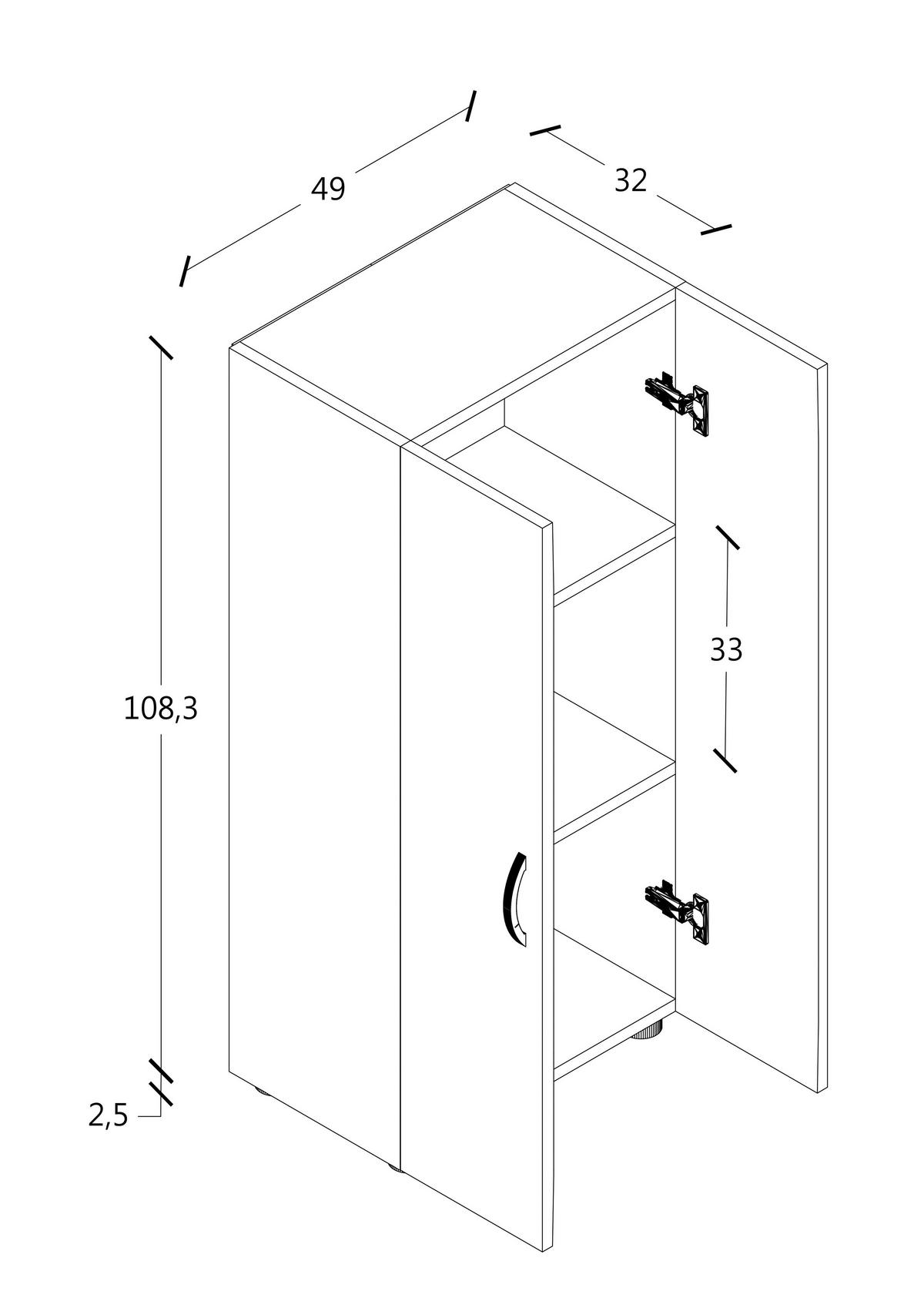 Aktenschrank Ulas 3 B: 49 cm Stehend Anthrazit - Anthrazit, MODERN, Holzwerkstoff (49/108/34cm) - MID.YOU
