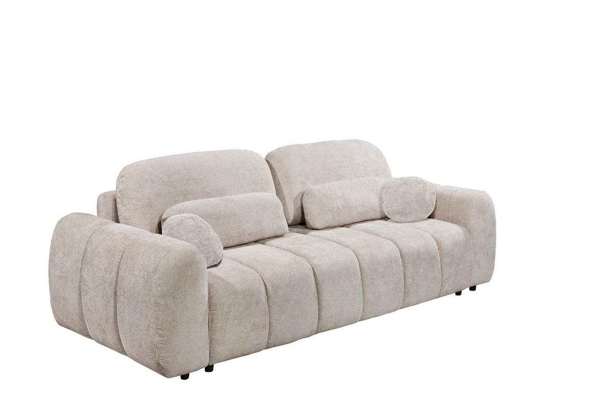 Schlafsofa Bubble Beige, B: 256cm - Beige/Schwarz, Design, Textil (256/76/112cm) - MID.YOU