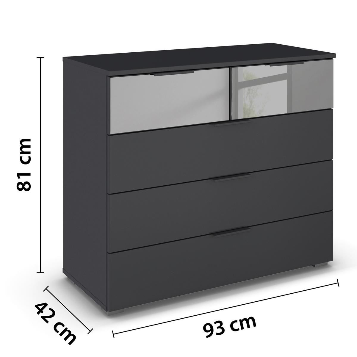 Kommode Skyla Grau, Grauspiegel B: 93 cm - Alufarben, MODERN, Glas/Holzwerkstoff (93/81/42cm) - Rauch Möbel