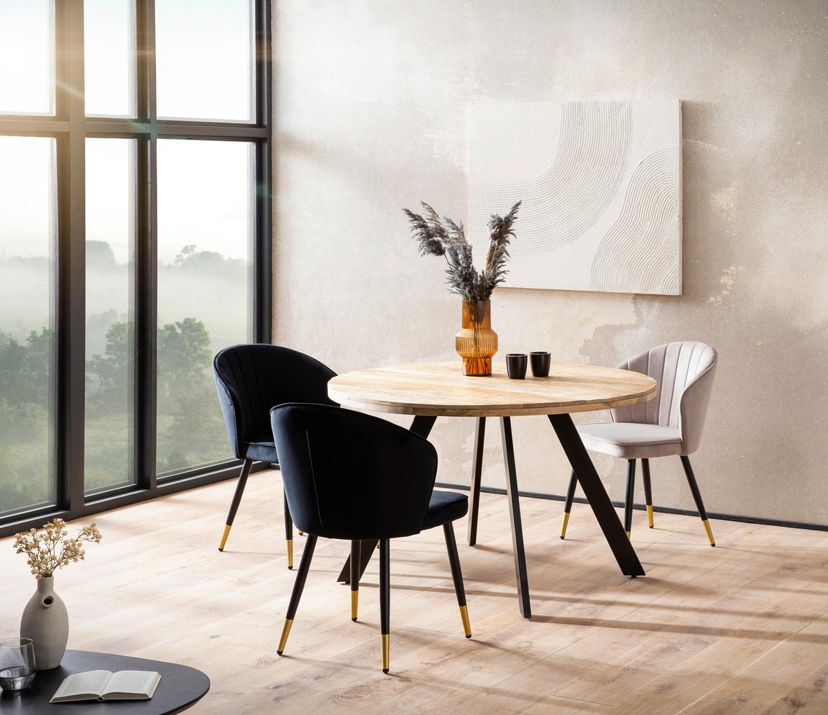 Esstisch Braun L: 120 cm - Schwarz/Braun, Design, Holz/Metall (120/120/76cm) - MID.YOU