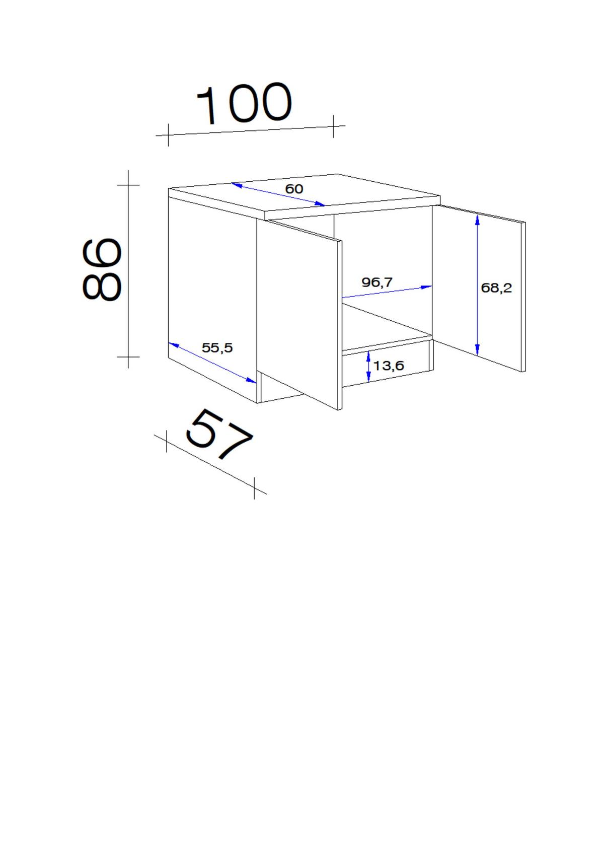 Dřezová skříňka Neo bílá - bílá/barvy nerez oceli, Moderní, kov/kompozitní dřevo (100/86/60cm) - FlexWell