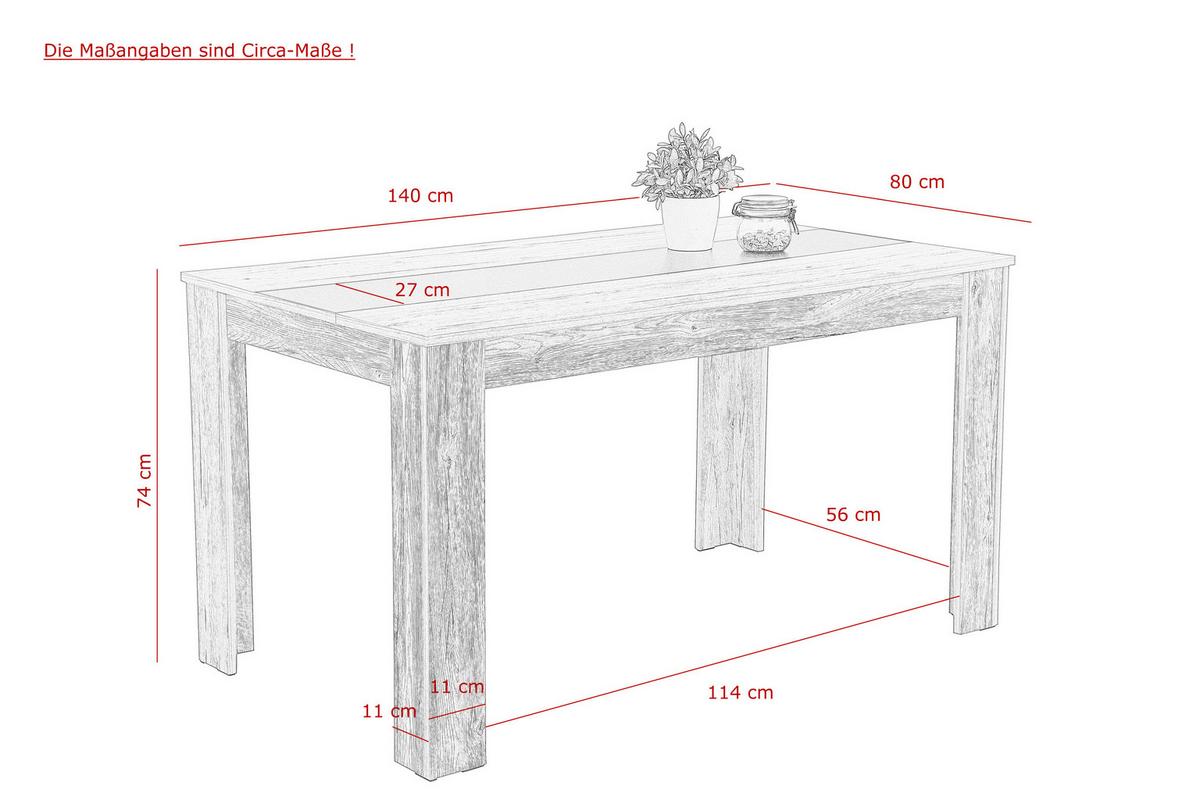 Tischgruppe Helene Grau L: 140 cm - Grau, MODERN, Holzwerkstoff/Textil (140/80/74cm) - MID.YOU