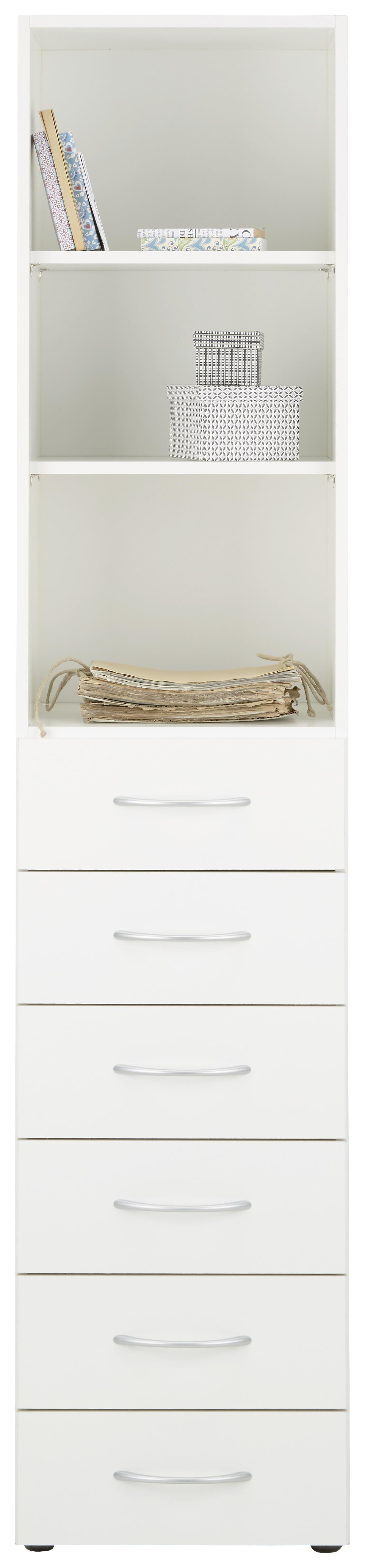Viacúčelová Skriňa Mrk - biela/farby hliníka, Konvenčný, kompozitné drevo/plast (40/185/40cm) - Modern Living