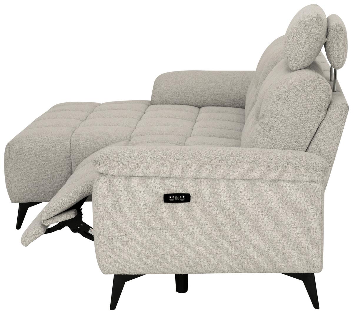 Sedací souprava VENICE, levá, bílá, elektrické nastavení noh - bílá/černá, Moderní, kov/dřevo (156/268cm) - Premium Living