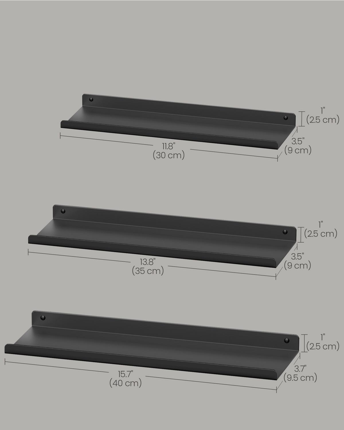 WANDREGALSET Schwarz B: 40 cm - Schwarz, Basics, Metall (40/2,5/9,5cm)