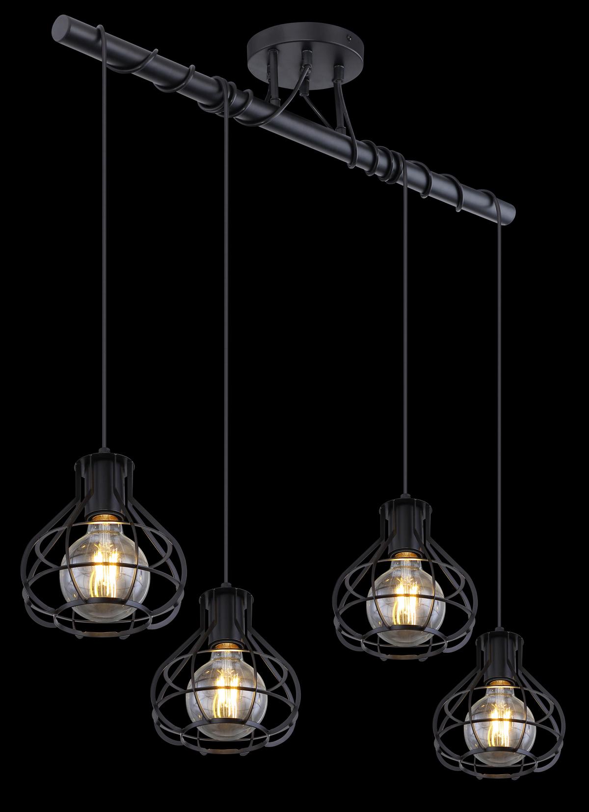 Deckenleuchte Clarista L: 80 Cm 4-Flammig - Schwarz, Trend, Metall (80/18/100cm) - Globo