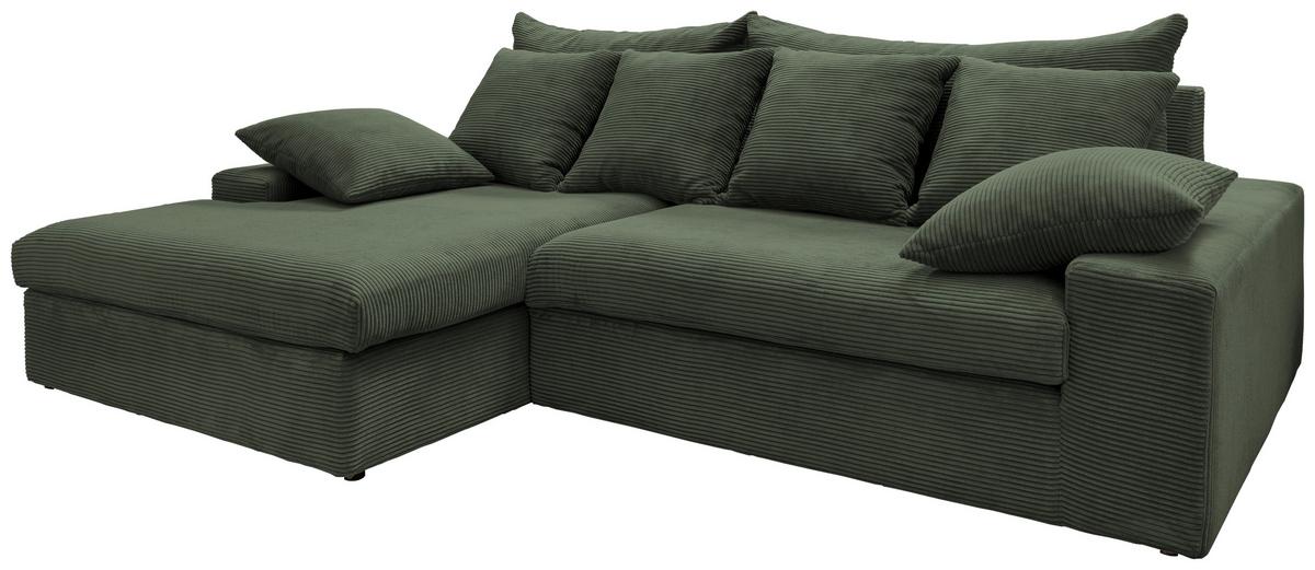 Ecksofa Avellino Grün S: 200/278 cm - Schwarz/Grün, MODERN, Textil (200/278cm) - Livetastic