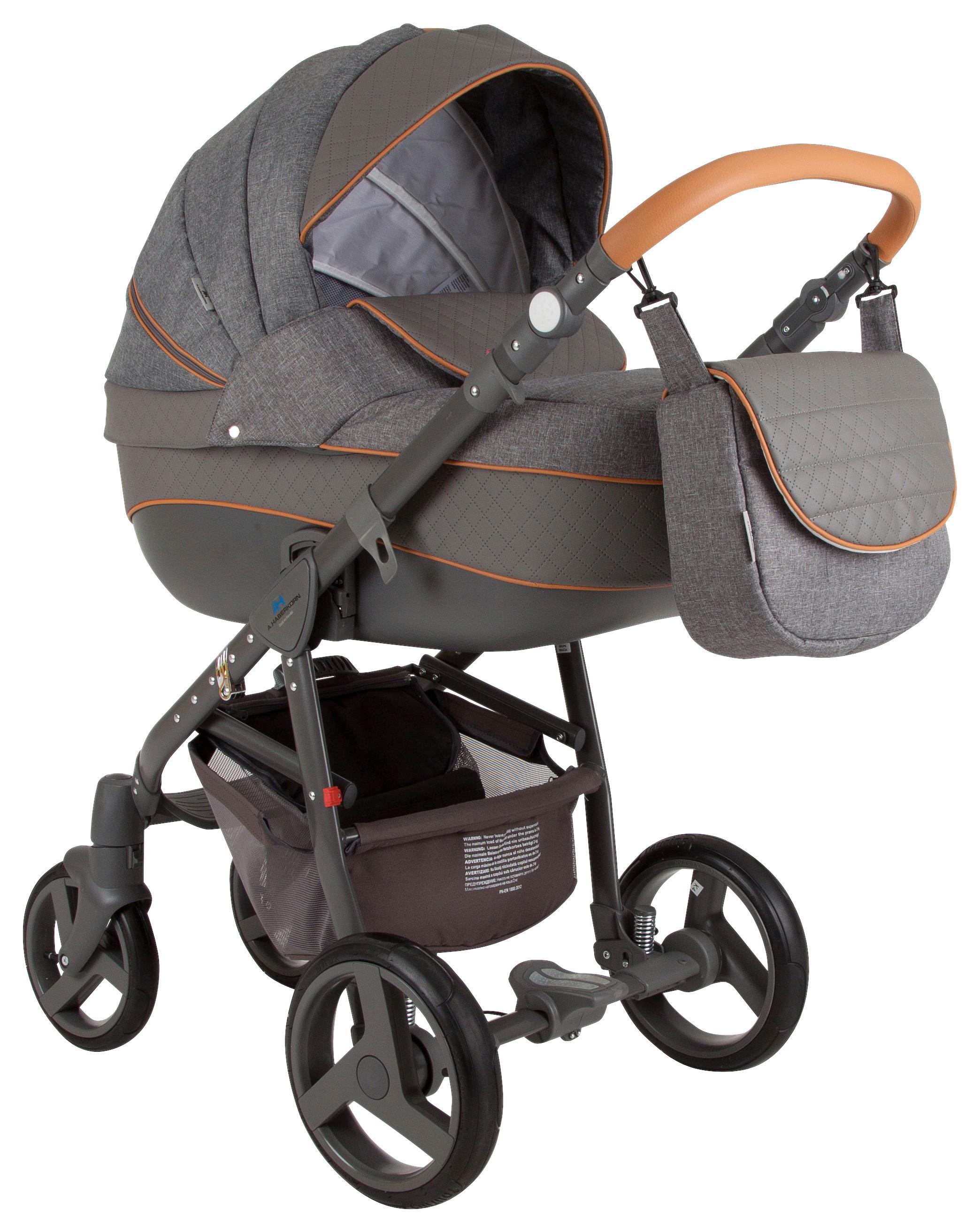 Kinderwagen Neonex Alfa mit Babywanne + Sonnenschutz - Grau, Basics, Textil/Metall (78/30/60cm)