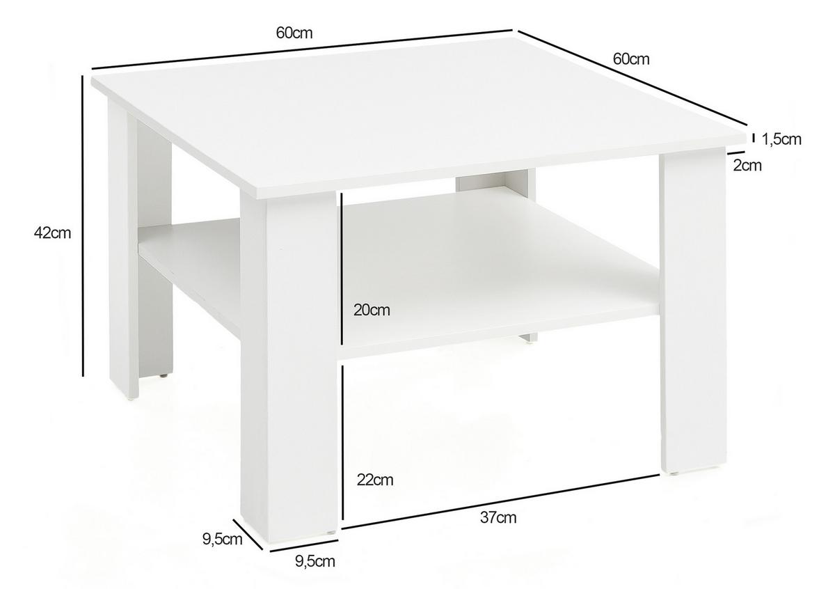 Konferenční stůl bílý - bílá, Konvenční, kompozitní dřevo (60/60/42cm) - MID.YOU