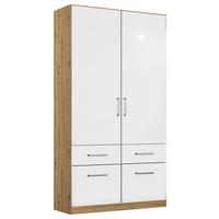 Drehtürenschrank 91 cm Belrin Eiche Dekor/Weiß - Weiß Hochglanz/Eiche Artisan, MODERN, Holzwerkstoff (91/210/54cm) - Rauch Möbel
