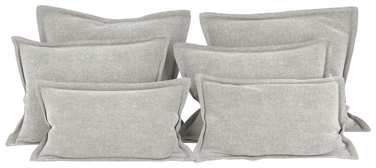 Zierkissenset Chenille Hellgrau 6-Teilig - Hellgrau, MODERN, Textil (70-50/60-25/10cm) - MID.YOU