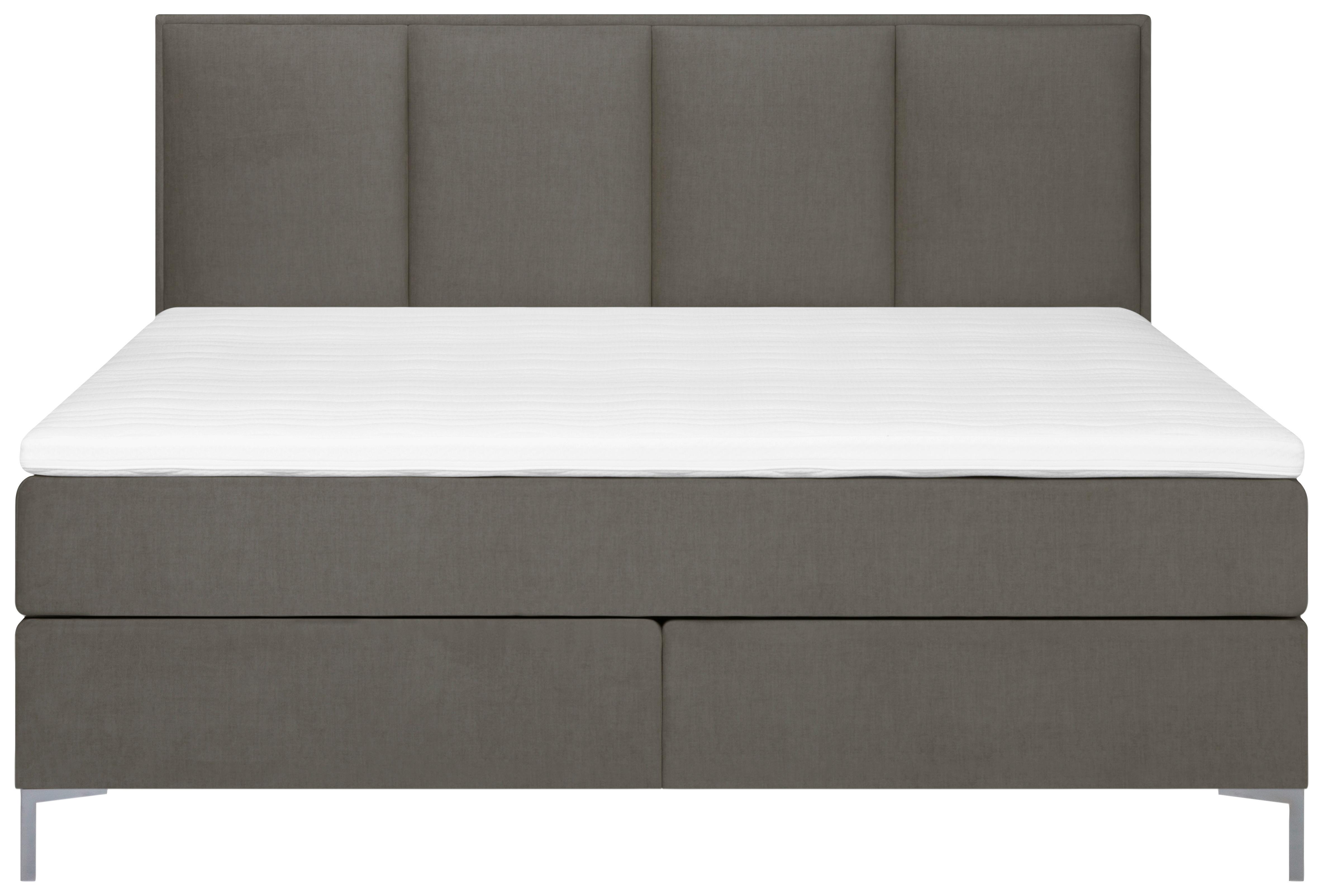 Boxspringbett Graz 180x200 cm Braun inkl. Topper - Alufarben/Braun, MODERN, Textil (180/200cm) - MID.YOU