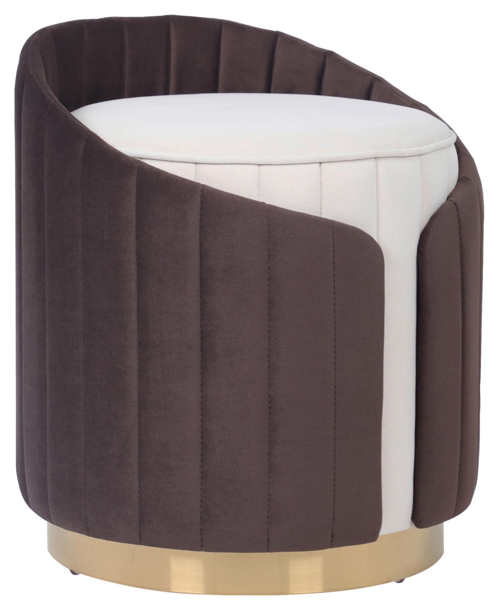 Hocker Corvin 125 - Beige/Goldfarben, Design, Textil (40/45cm) - Kayoom