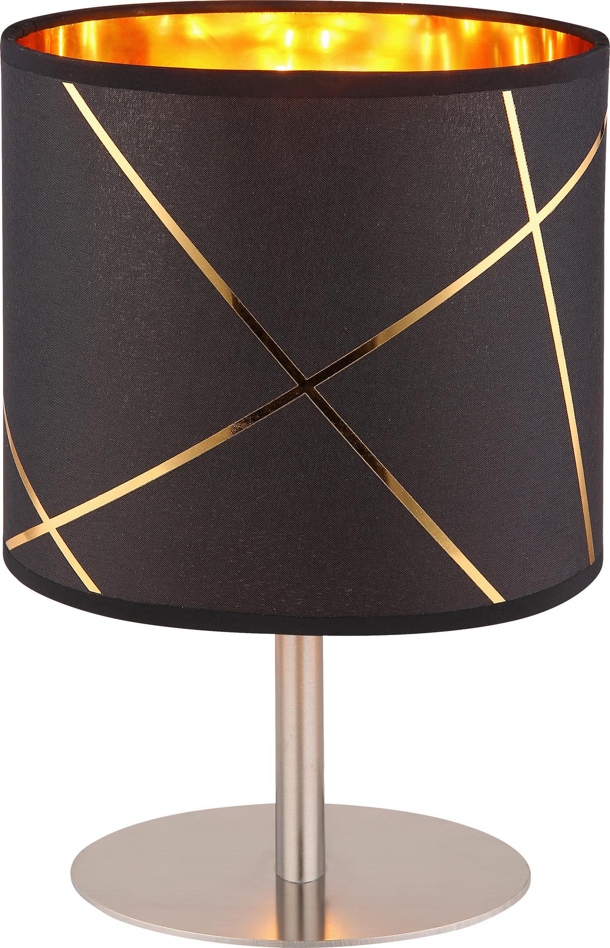 Tischlampe Siwon Schwarz/ Goldfarben mit Schalter - Goldfarben/Schwarz, ROMANTIK / LANDHAUS, Textil/Metall (18/10/25cm) - James Wood