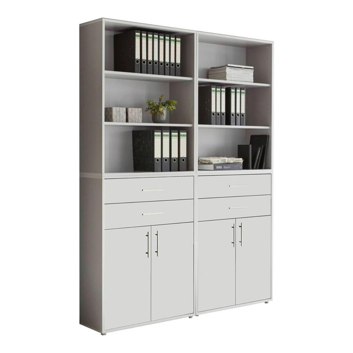 Aktenschrank Office Edition Grau/weiß, B: 168,8 Cm - Weiß/Grau, MODERN, Holzwerkstoff (168,8/227,2/33cm) - MID.YOU