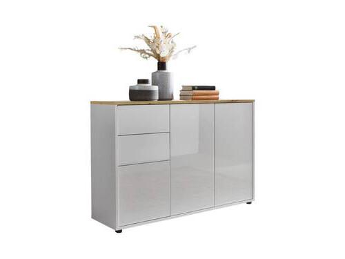 Kommode 105,5 mailand Typ 10, Weiß - Weiß Hochglanz/Schwarz, MODERN, Holzwerkstoff (105,5/73/33cm) - MID.YOU