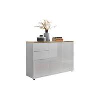 Kommode 105,5 Mailand Typ 10, Weiß - Weiß Hochglanz/Schwarz, MODERN, Holzwerkstoff (105,5/73/33cm) - MID.YOU