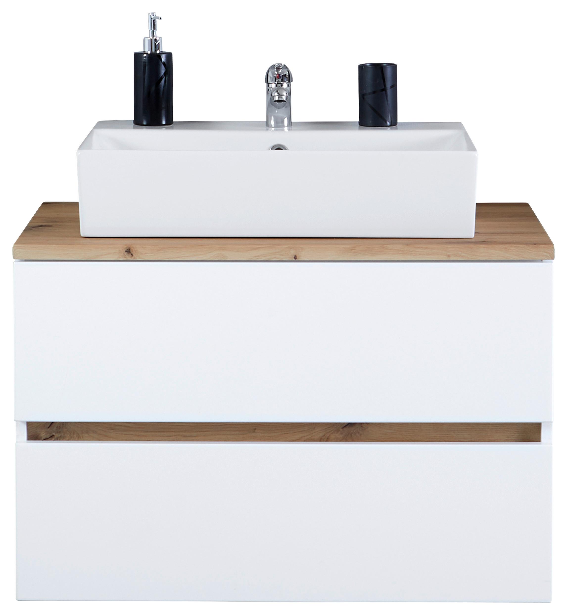 Waschbecken Mit Unterschrank Marbella B: 80 Cm Weiß - Weiß, MODERN, Keramik/Holzwerkstoff (80/64,5/47cm)