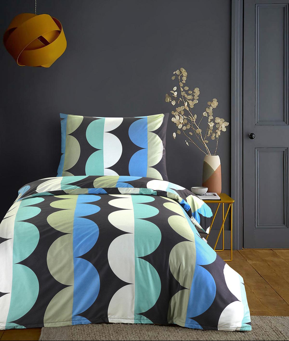 Bettwäsche Gloria - Blau/Dunkelgrau, MODERN, Textil (140/200cm) - Luca Bessoni