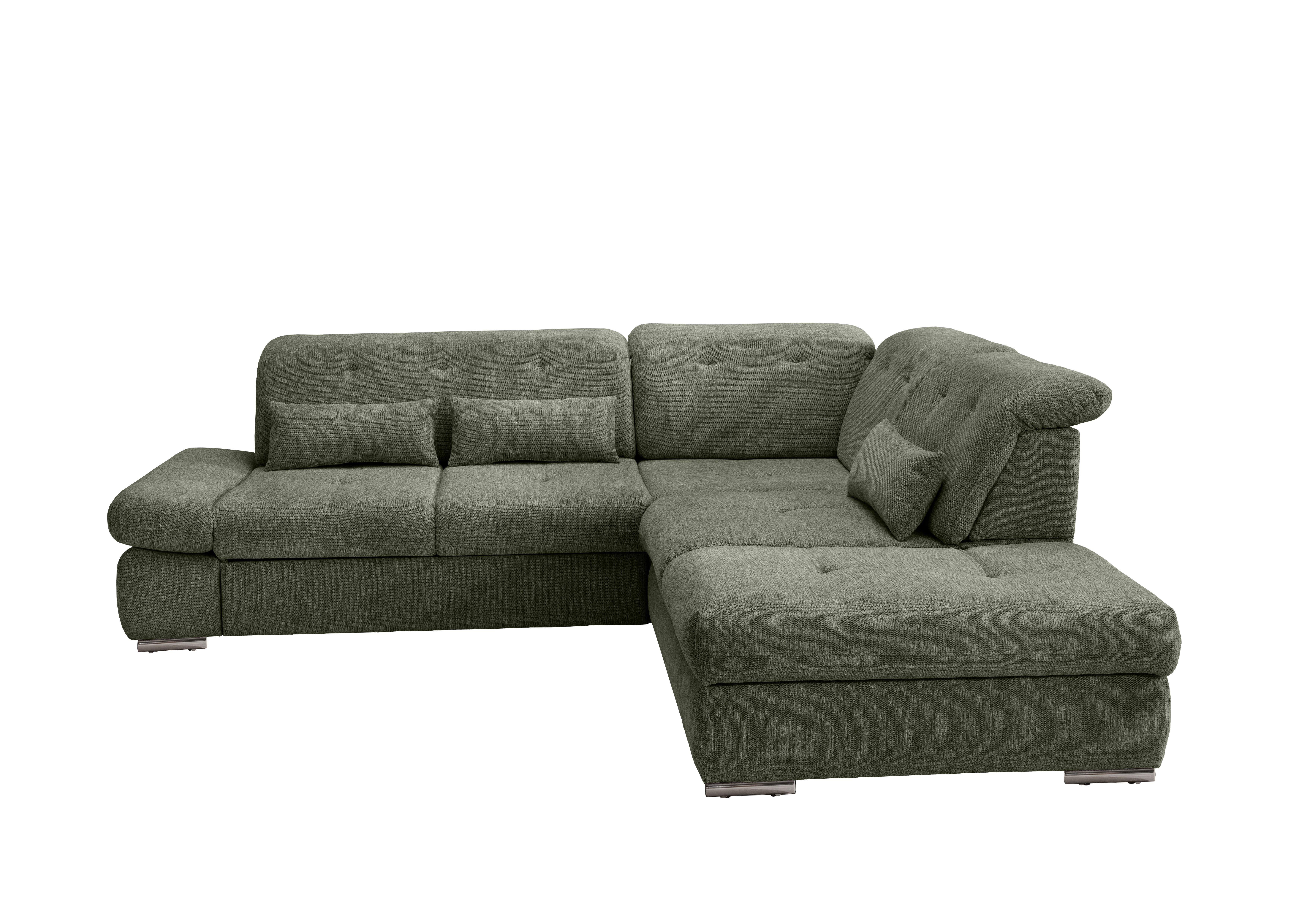 Ecksofa Mit Schlaffunktion Dalida Dunkelgrün,s:280x254 Cm - Chromfarben/Dunkelgrün, Design, Textil (280/254cm) - Livetastic