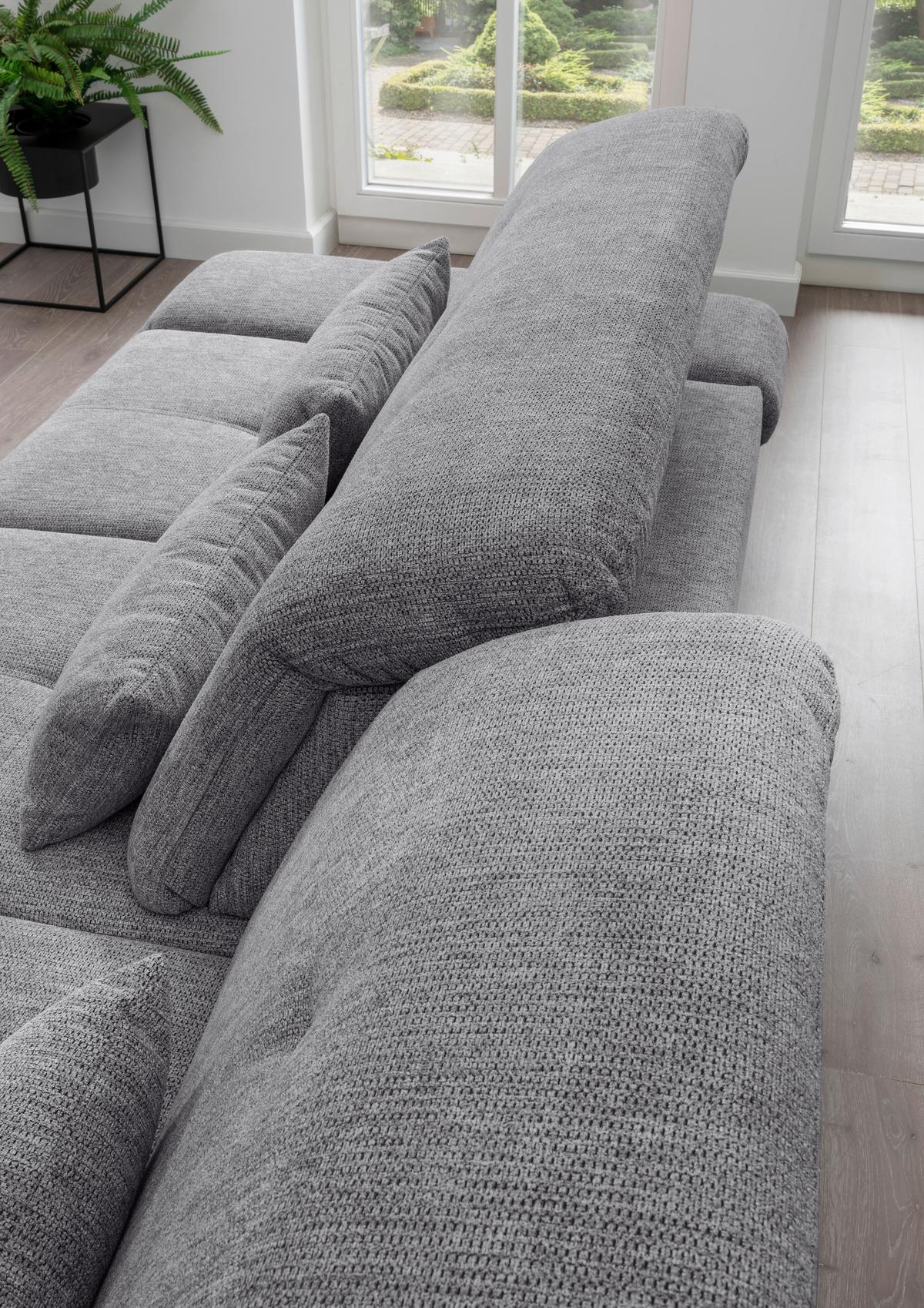 Wohnlandschaft Dalida Dunkelgrau U: 195x376x254 Cm - Chromfarben/Dunkelgrau, Design, Textil (195/376/254cm) - Livetastic