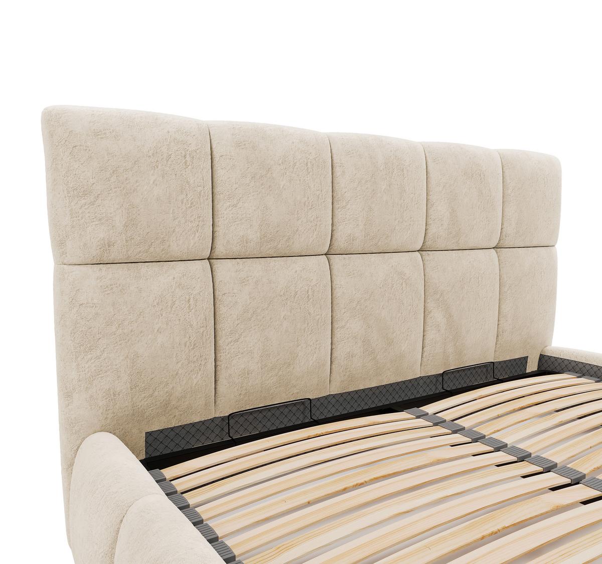 Polsterbett Cherry Mikrofaser Velours, Sandf. Lf: 180x200 Cm - Sandfarben/Schwarz, MODERN, Holz/Holzwerkstoff (180/200cm) - MID.YOU