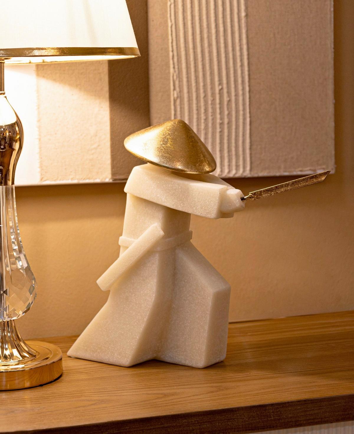 Skulptur Kunststoff/metall, Weiß/gold - Basics, Kunststoff/Metall (34/30/12cm)