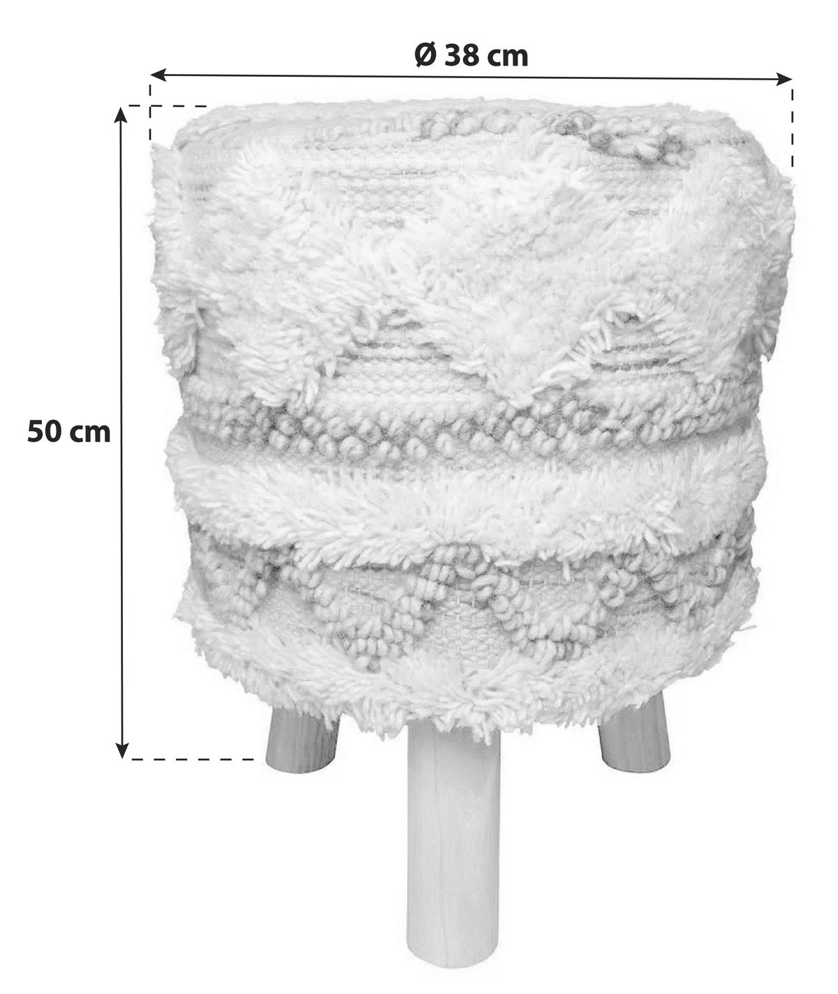 Hocker Bohist Makramee/ Echtholz Creme/Rosa H: 50 cm - Creme/Rosa, Trend, Holz/Textil (38/50/38cm) - Kayoom