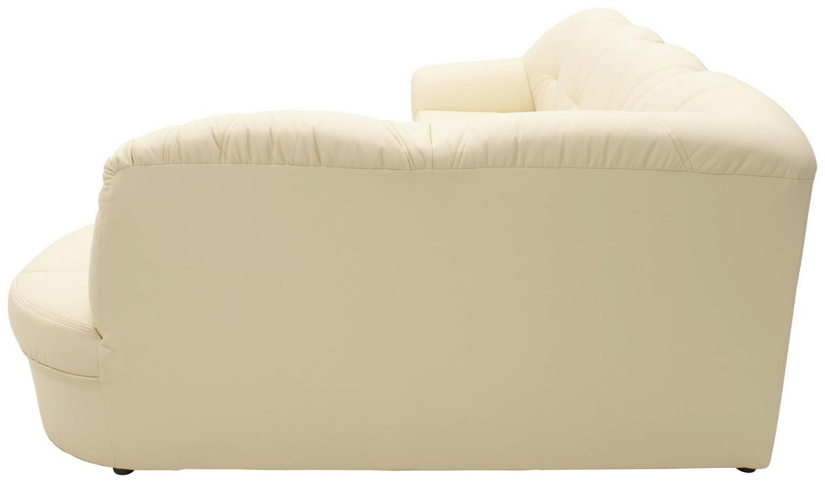 Ecksofa mit Schlaffunktion Papenburg Beige Lederlook - Beige/Schwarz, KONVENTIONELL, Textil (243/180cm) - MID.YOU