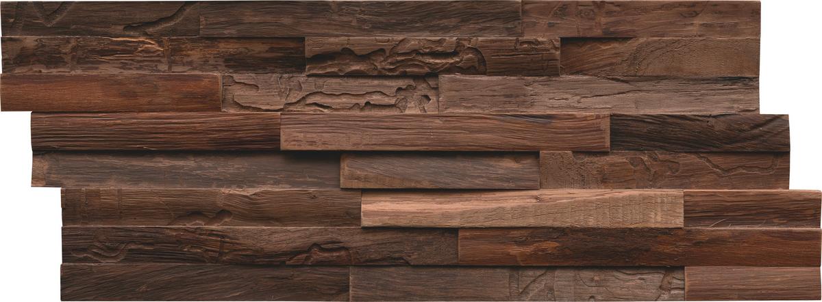 Wandverkleidung Teak Elegance Charred - Dunkelbraun, Basics, Holz (50/20/2cm)
