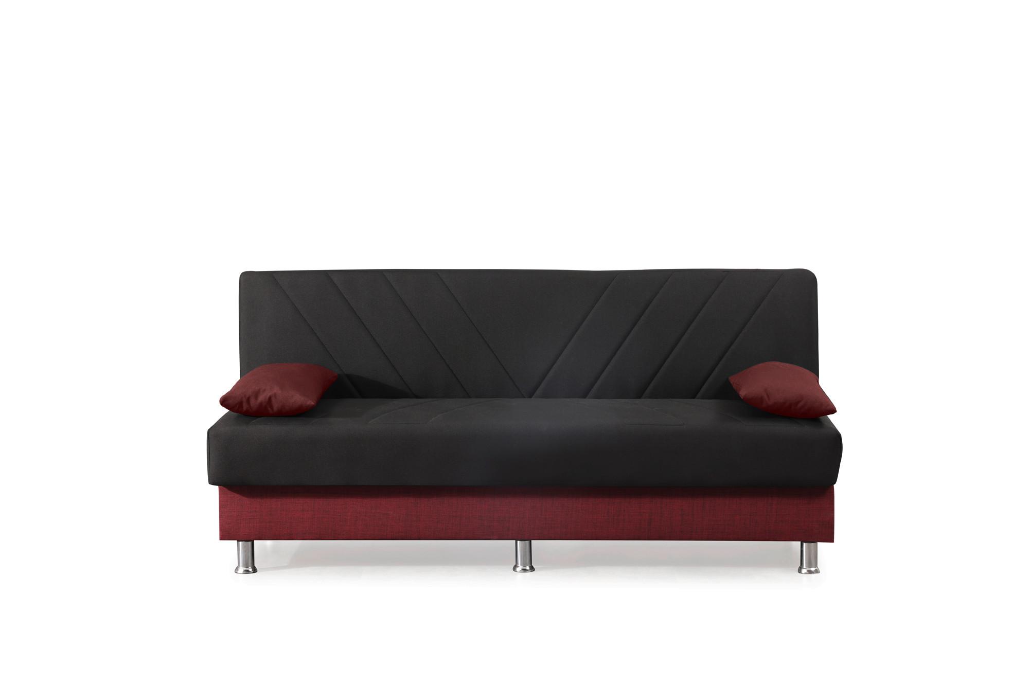 3-Sitzer-Sofa Freetown Mit Schlaffunktion Schwarz/Rot - Chromfarben/Rot, Design, Textil (190/82/82cm) - Livetastic