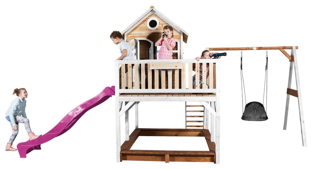 Spielturm A030.158.41 - Lila/Braun, KONVENTIONELL, Holz (613/291/277cm) - Ambia Garden
