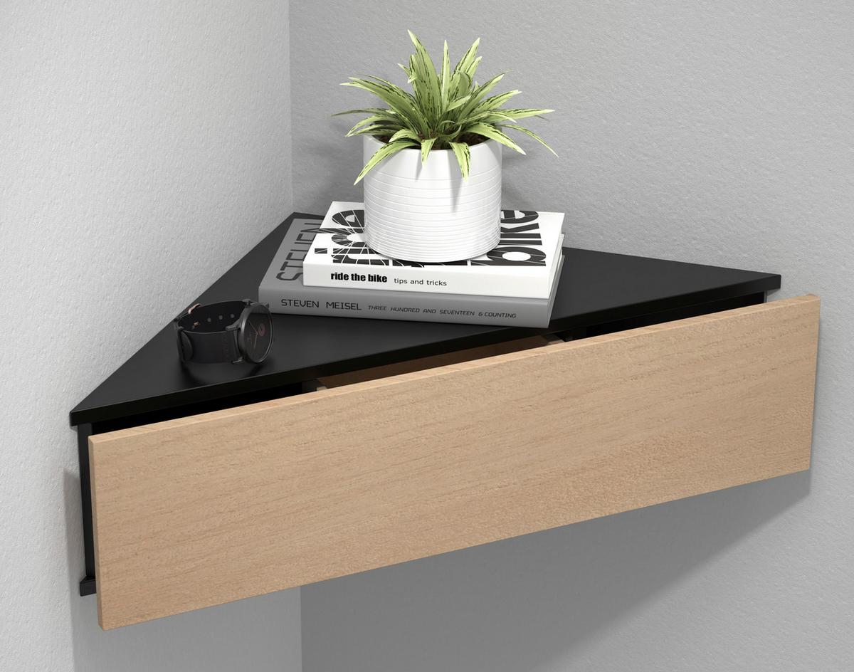 Nachkästchen Schwarz/ Honigeiche H: 15 Cm Usal S - Honigeiche/Schwarz, MODERN, Holzwerkstoff (60/15/42,4cm) - MID.YOU