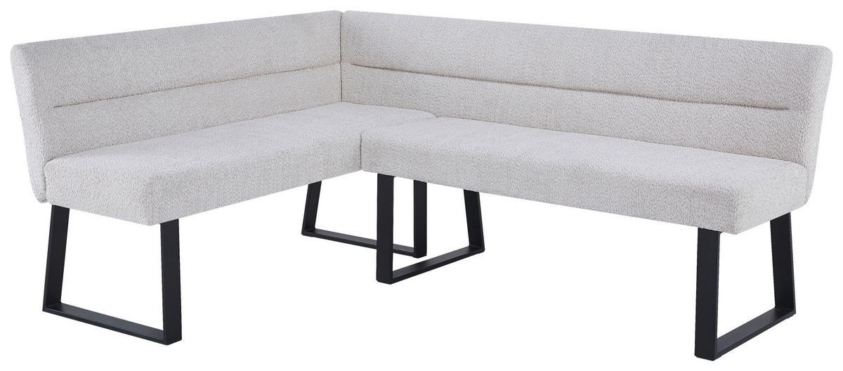 Eckbank Kea Beige, S: 150x190 cm - Beige/Schwarz, KONVENTIONELL, Textil/Metall (150/190cm) - MID.YOU