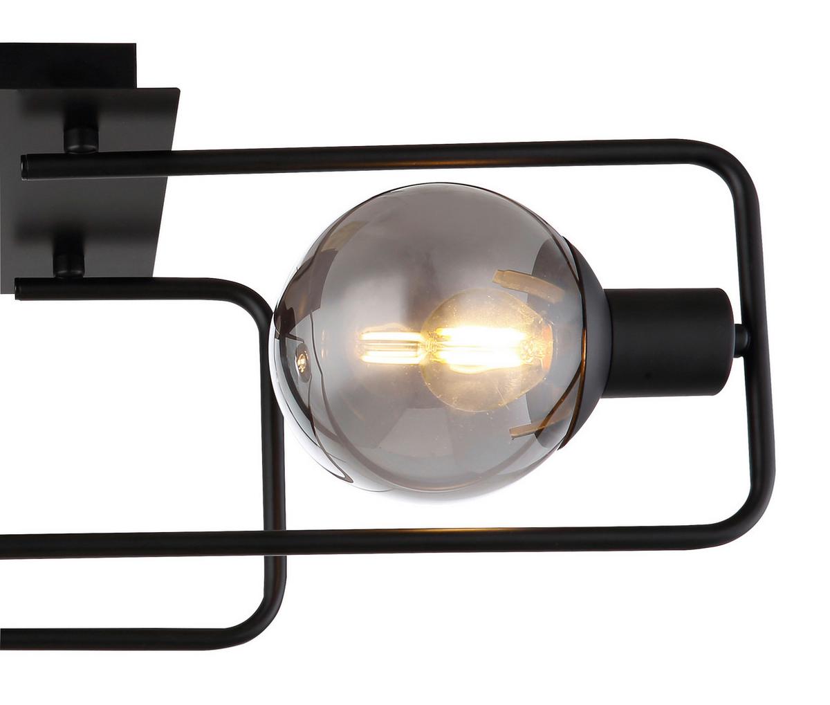 Deckenleuchte L: 61 Cm 2-Flammig Mit Rauchglas - Schwarz, Design, Glas/Metall (61/23/19cm) - Globo