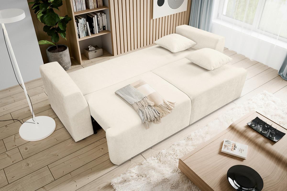 Schlafsofa Point Creme B: 250cm - Creme/Schwarz, Basics, Holz/Textil (250/95/99cm) - MID.YOU
