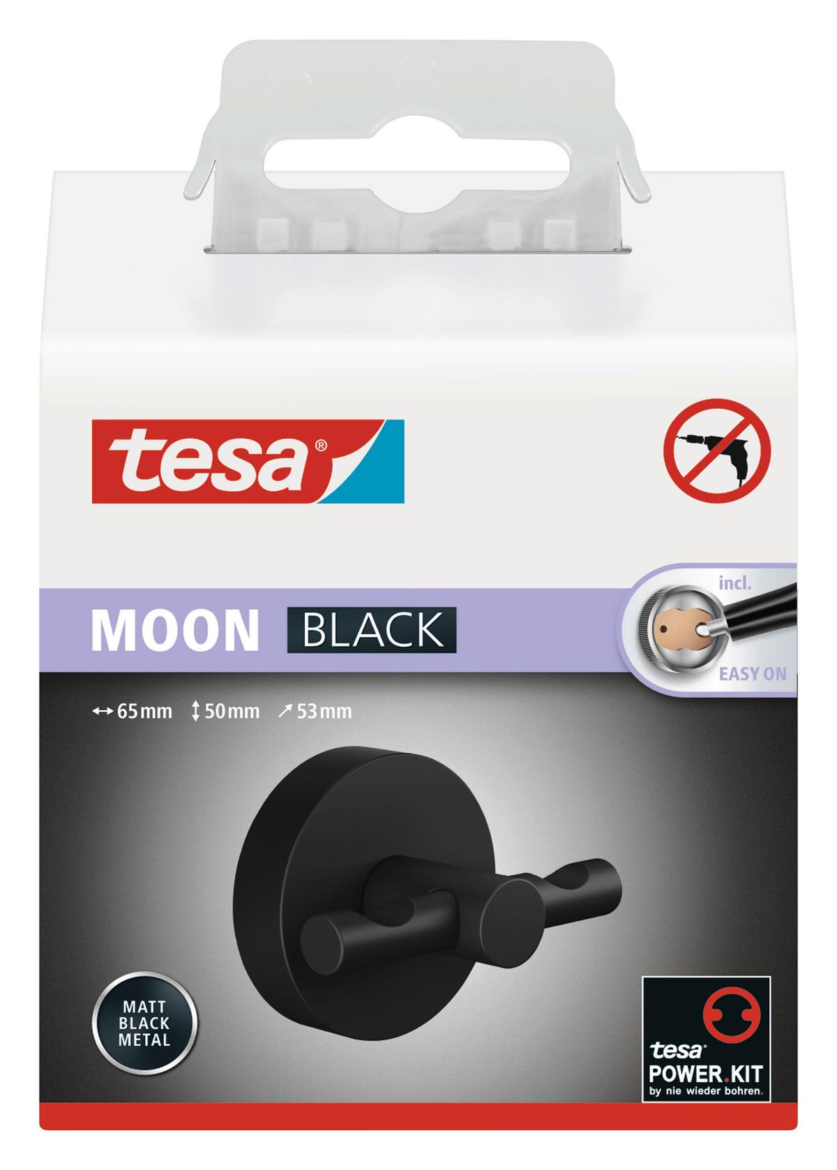 Wandhaken Moon Schwarz B: 6,5 Cm - Schwarz, Trend, Metall (6,5/5,3/5cm) - Tesa