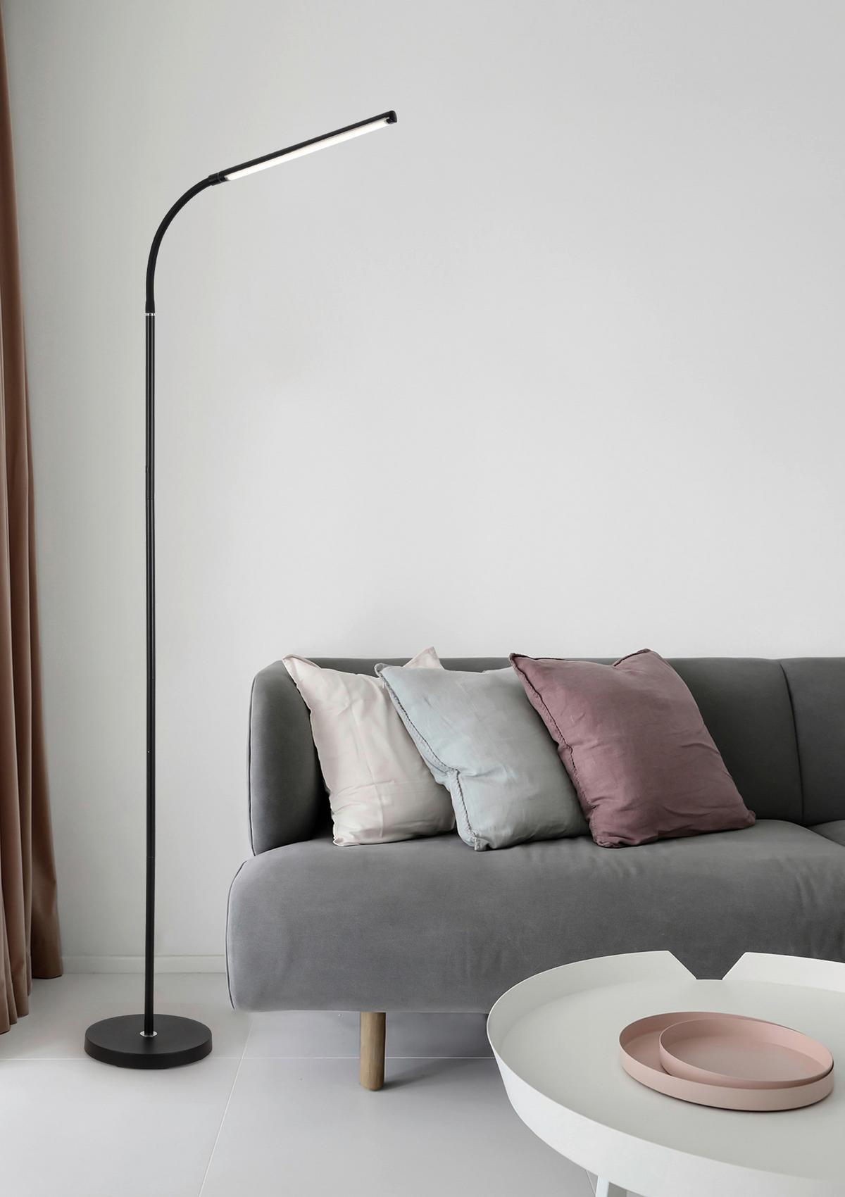 Stehleuchte David Dimmbar Schwarz - Schwarz, Design, Kunststoff/Metall (22/155cm) - Luca Bessoni