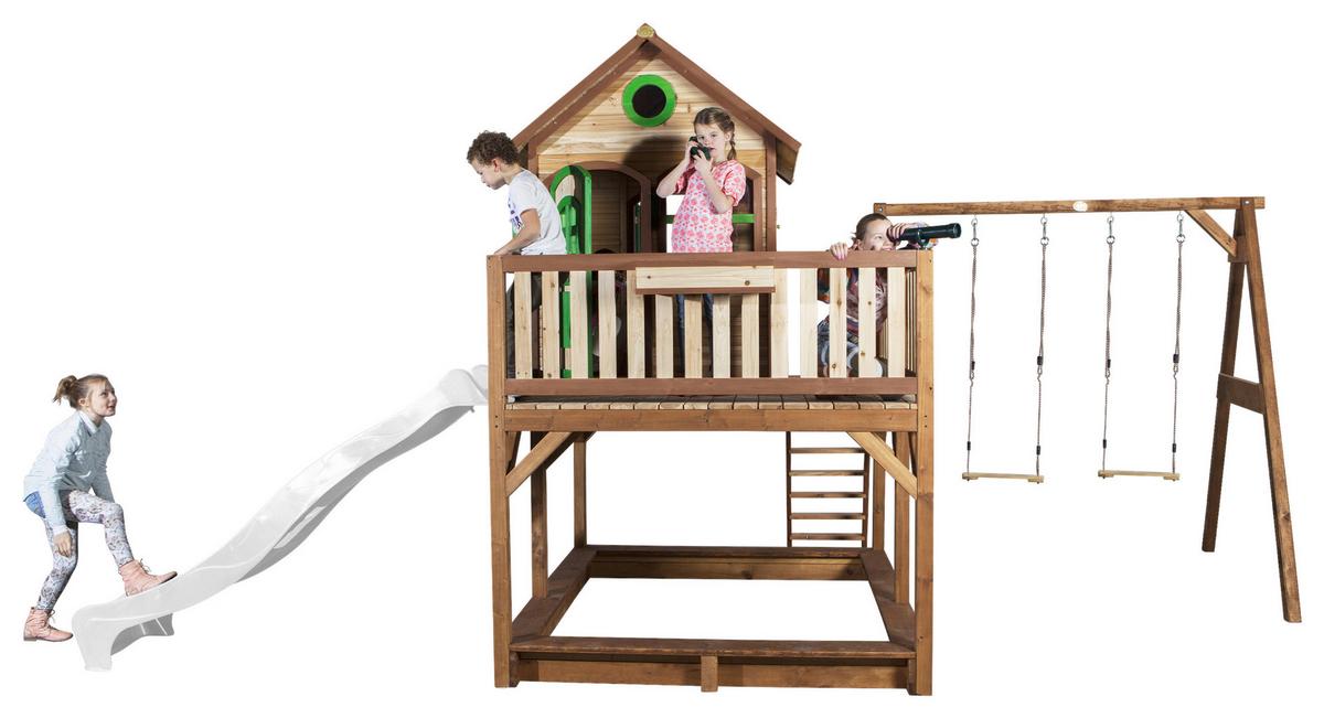 Spielturm A030.153.90 - Weiß/Braun, KONVENTIONELL, Holz (613/291/277cm) - Ambia Garden