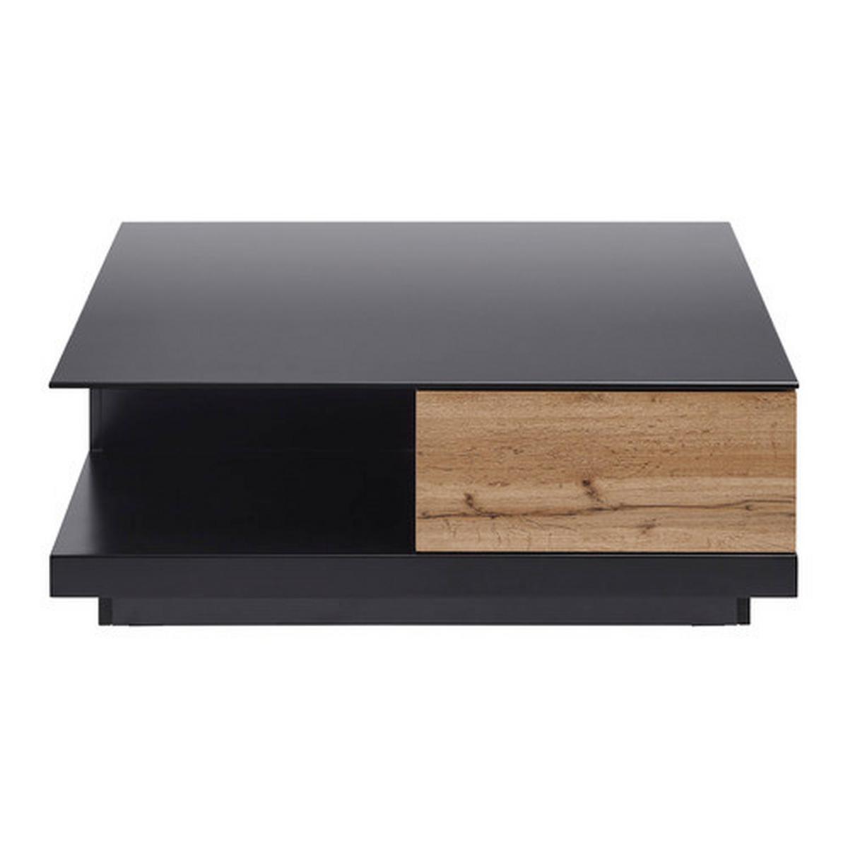 Konferenčný stolík NEVIO - čierna/farba duba, Modern, sklo (85/85/30cm) - Bessagi Home