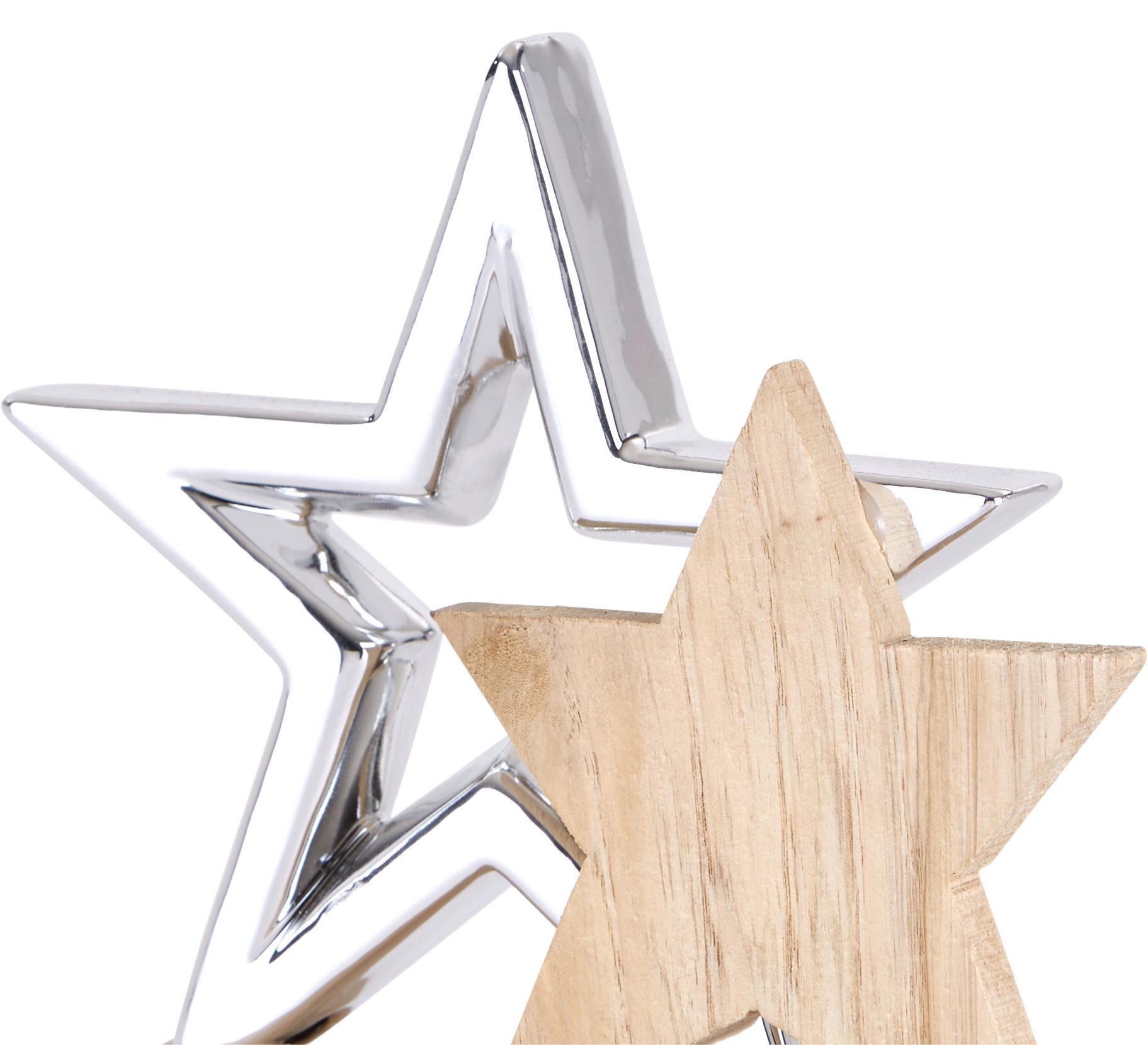 Dekostern Riana - Silberfarben/Naturfarben, Basics, Holz/Keramik (14/14/14cm) - Ondega
