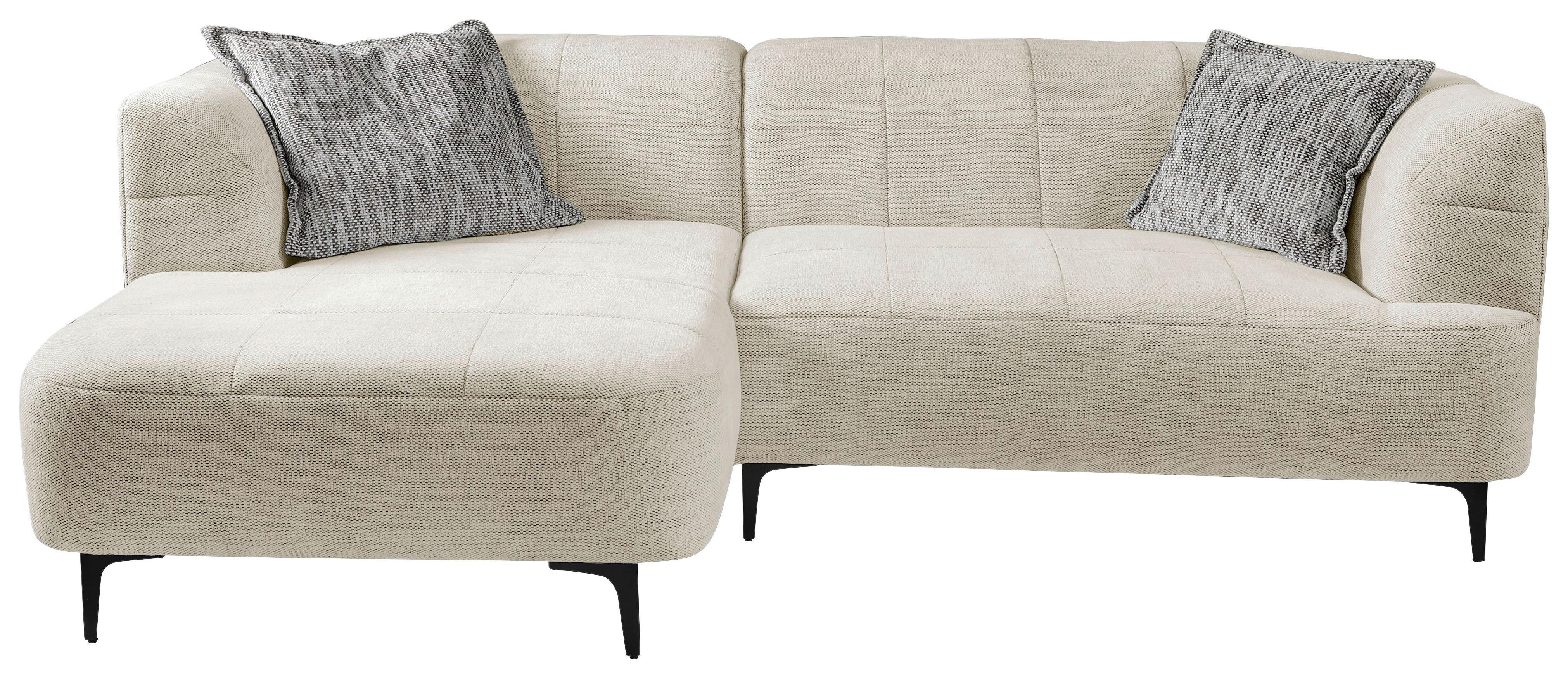 Ecksofa Lou Creme/Schwarz, 158 cm - Creme/Schwarz, Design, Textil (158/247cm) - MID.YOU