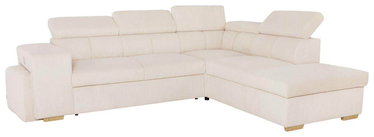 Ecksofa Sirius L creme, 267x218cm - Eichefarben/Creme, KONVENTIONELL, Holz/Holzwerkstoff (267/218cm)