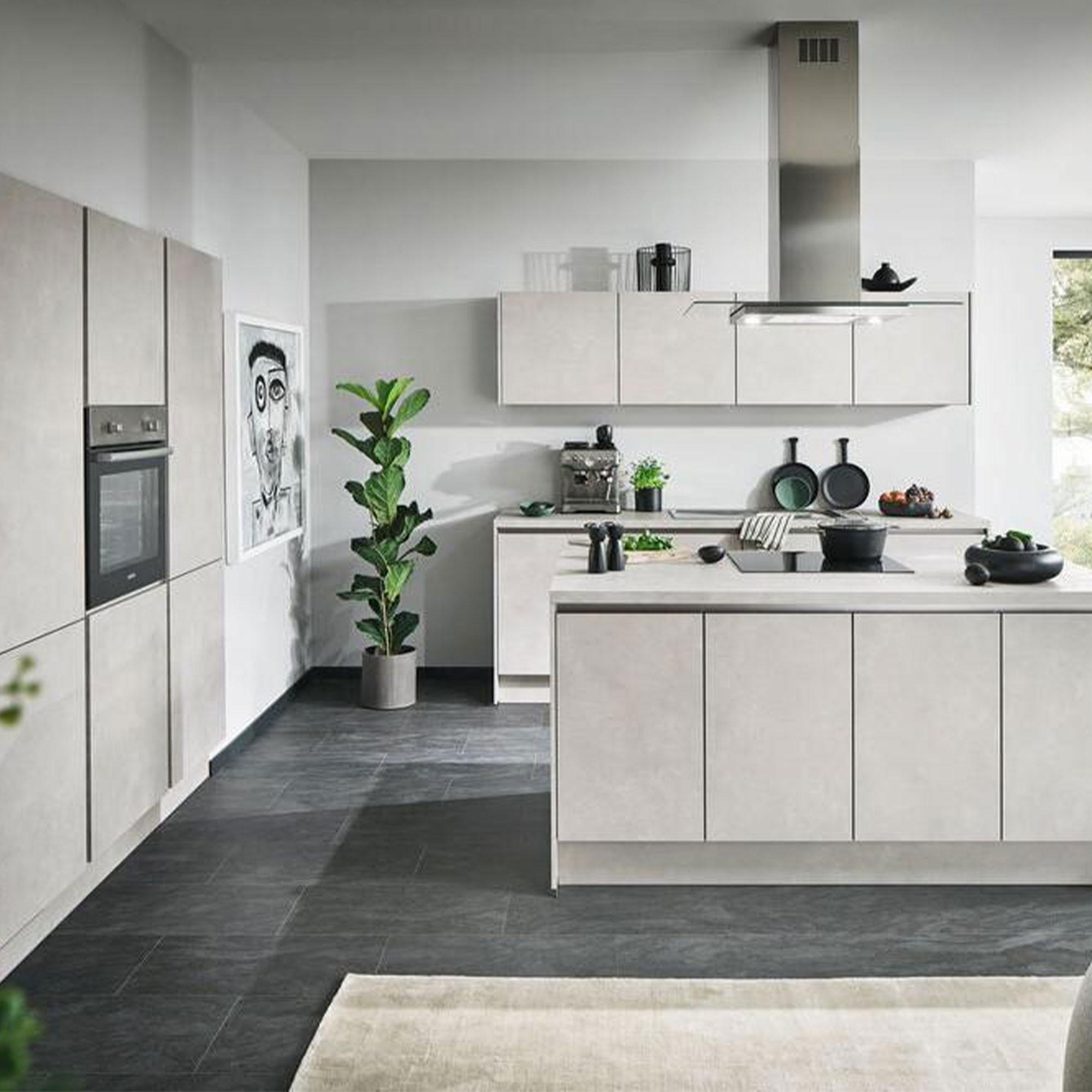 Einbauküchen Pn 100 Frei Planbar Modernes Design - Hellgrau, Holzwerkstoff - Pino