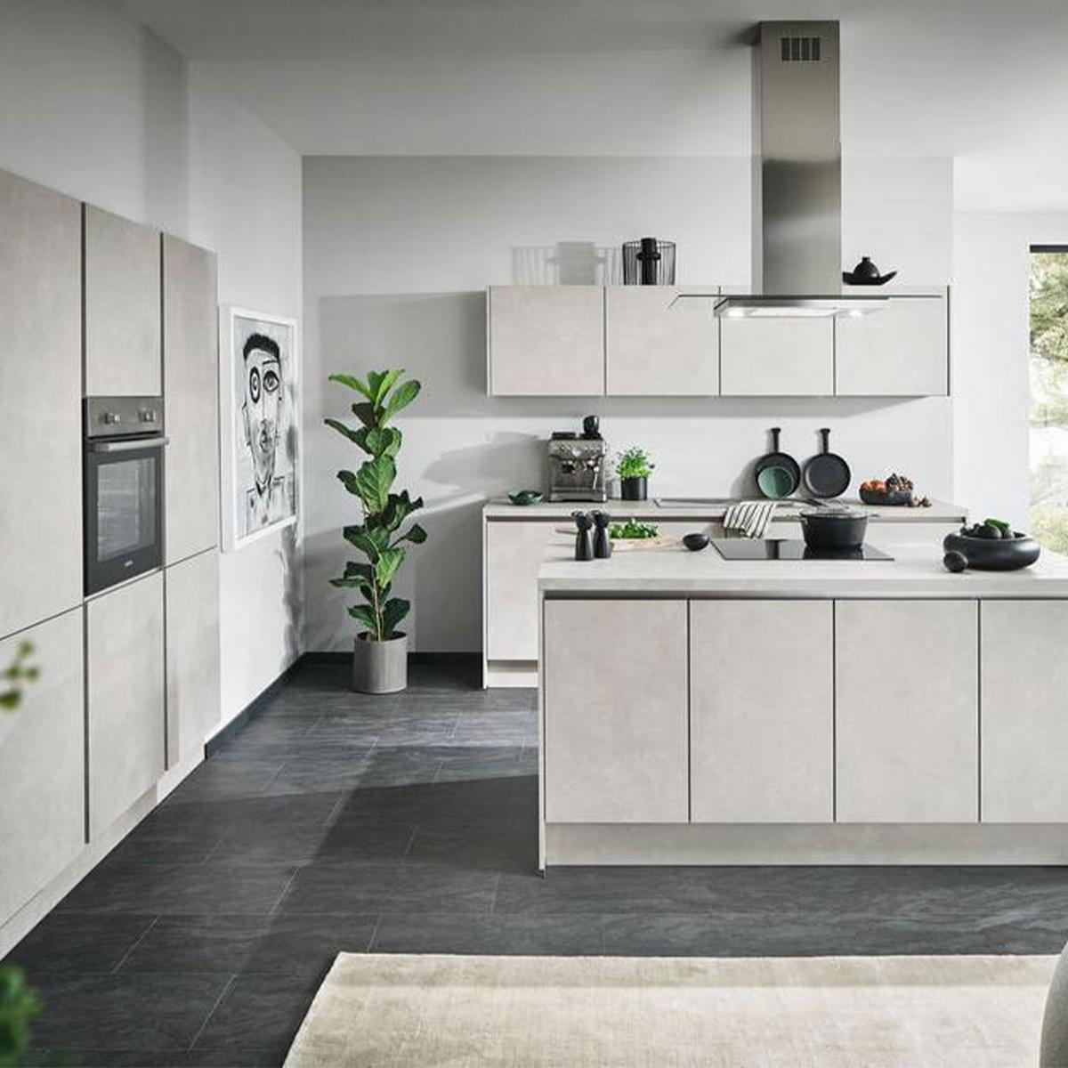 Einbauküchen Pn 100 Frei Planbar Modernes Design - Hellgrau, Holzwerkstoff - Pino