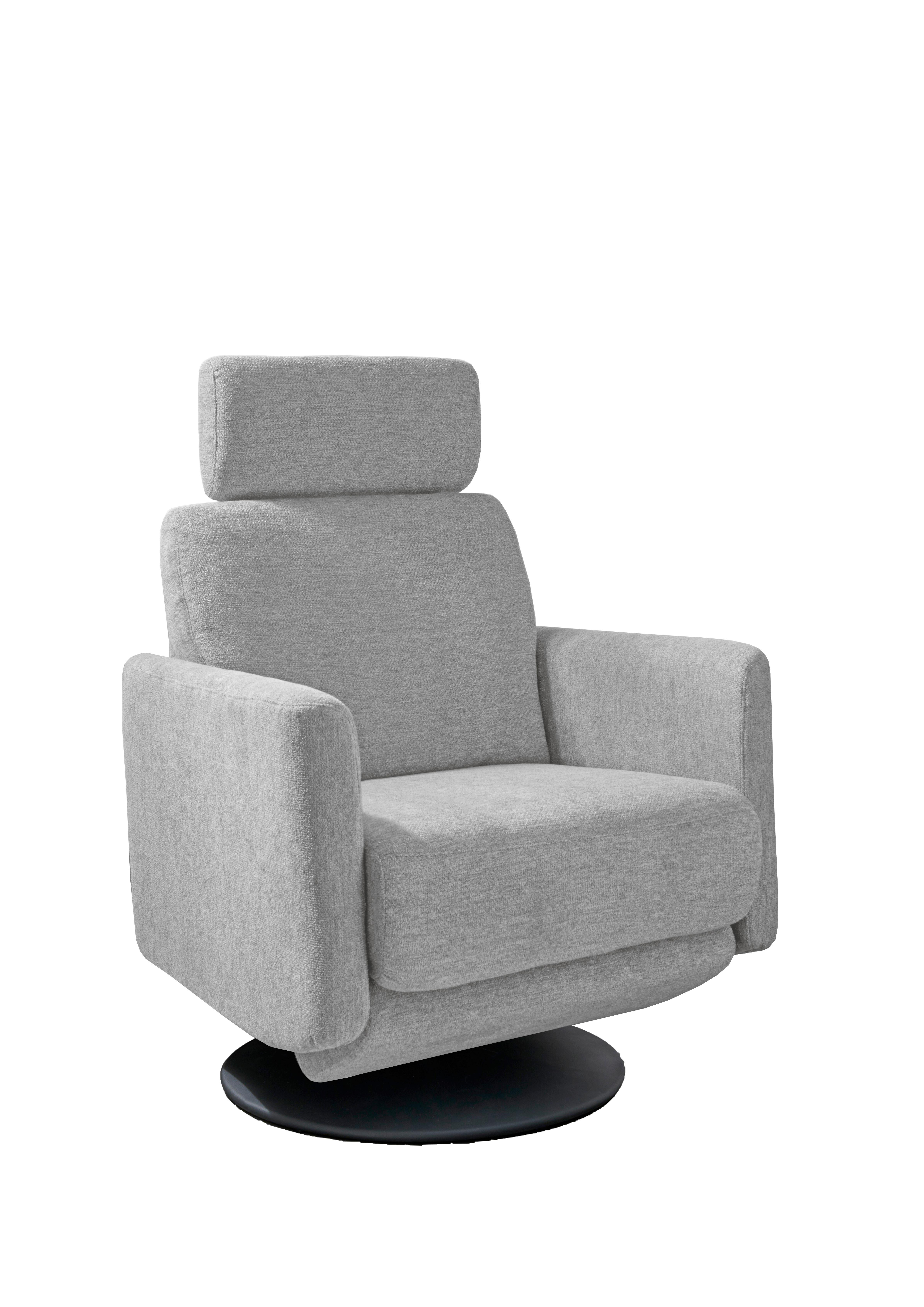 Relaxsessel Centrale T: 87-154 cm, Silberfarben - Silberfarben/Schwarz, MODERN, Textil (77/105/87-154cm) - Livetastic