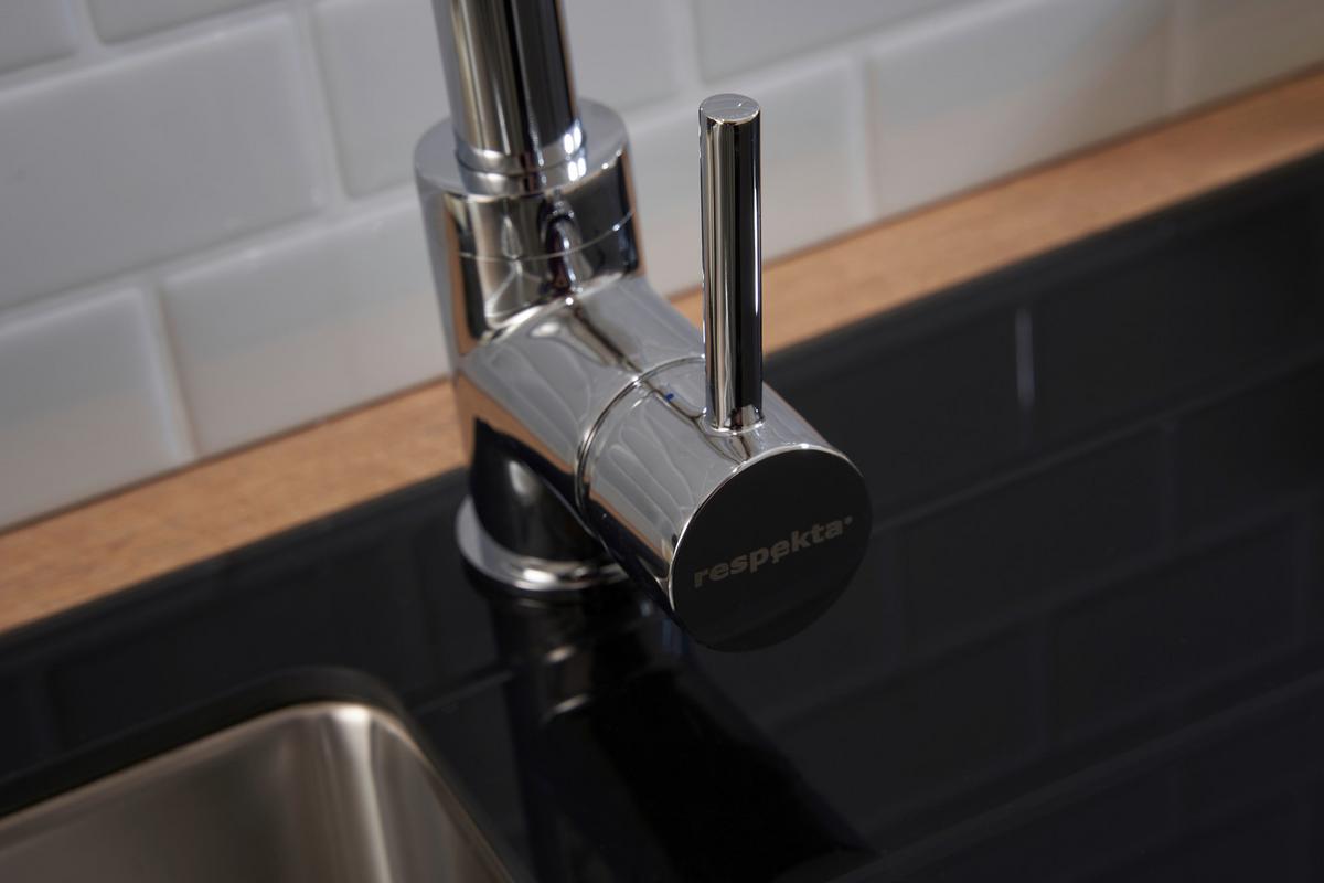 Spüle Respekta Edelstahl Bxt: 86x50 cm - Schwarz, Trend, Glas/Metall (86/21/50cm) - Respekta