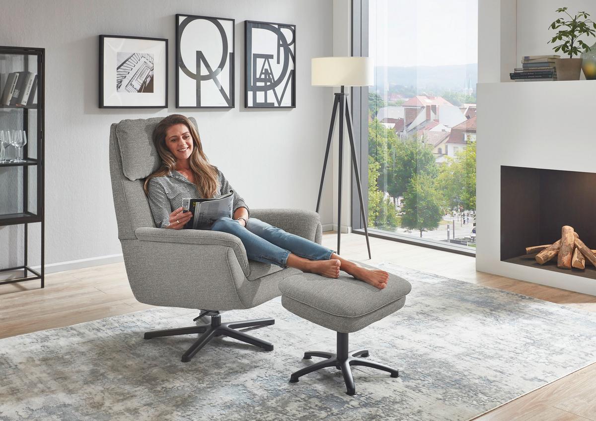 Kreslo NIELS, strieborná, funkcia hojdania - čierna/strieborná, Design, kov/textil (79/108/89cm)